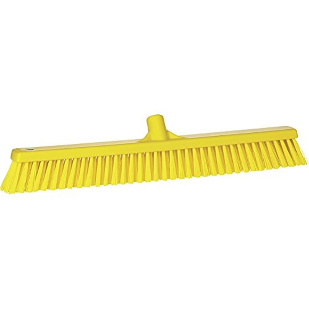 Vikan 31946 Sweeping Brush/Broom Head, 610mm Soft/Stiff Bristles Head, Polypropylene Block, Polyester Bristle, Yellow