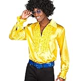 Boland - Disco Hemd mit Rüschen, Gelb, für Herren, Kostüm, Party Shirt, Schlagermove, 70er Jahre, Mottoparty, Karneval