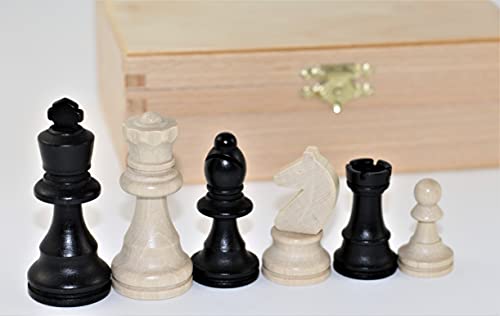 Schachfiguren aus Buche, KH 74mm, in Holzkiste
