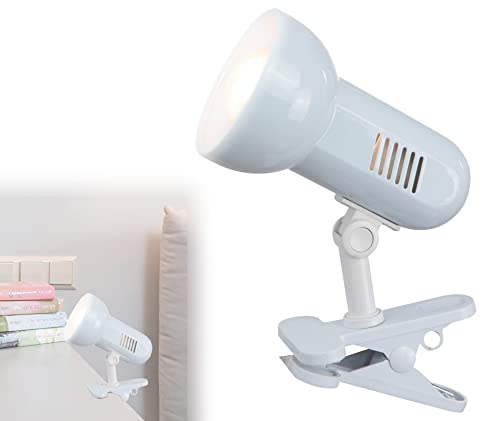 bmf-versand® Schreibtischlampe Klemmbar Weiß - Klemmlampe Schreibtisch - Klemmleuchte Bett Kinder - Schreibtischleuchte zum Klemmen - Nachttischlampe E27 - Leselampe Strahler