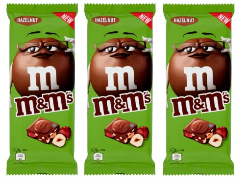 6x M&M's Hazelnut Tafel Milchschokolade mit mini m&m's und Gehackte Haselnüsse 165g