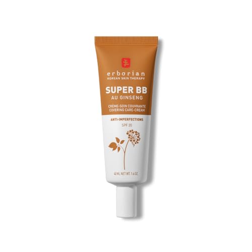 Erborian Super BB Cream mit Ginseng - Getönte Pflegecreme mit hoher Deckkraft gegen Hautunreinheiten SPF 20 - Koreanische Kosmetik - Caramel 40 ml