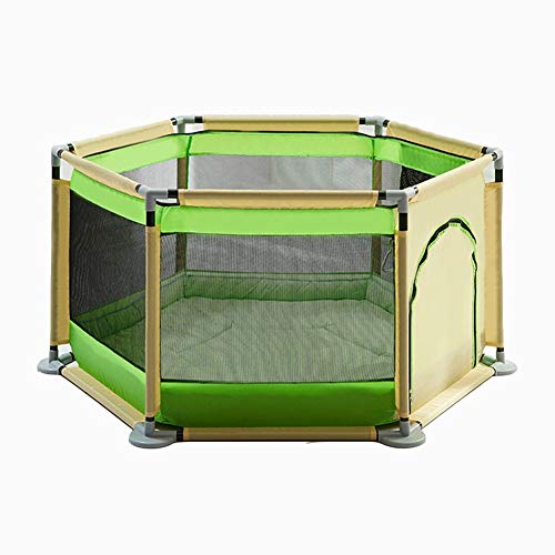 Indoor Large Baby Laufstall Play Yards mit Matte Vielseitig einstellbare waschbar Kinder Boy Kleinkinder 6 Panel (Farbe : Grün)