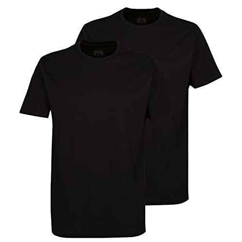 Ceceba Herren T-Shirt, Kurzarm, Baumwolle, Single Jersey, schwarz, Uni, 2er Pack 58