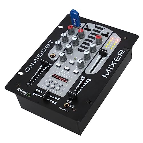 Ibiza DJM150USB-BT 4 DJ-Mischer 4-Kanal-Mischpult Mixer (USB, Bluetooth, MIC) schwarz