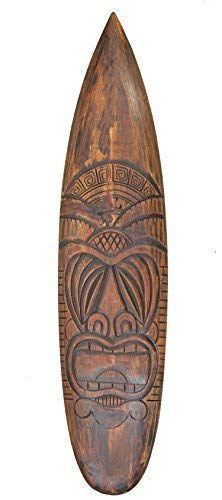 Interlifestyle Tiki Surfboard 100cm im Hawaii Maui Style Surfbrett Holzschild Osterinsel