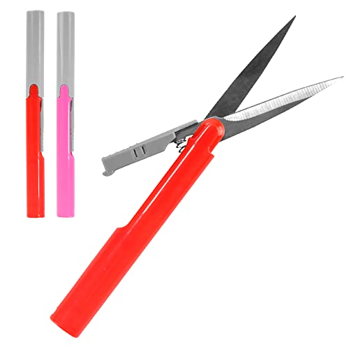 BambooMN Penblade tragbare Reiseschere im Stift-Stil, Pink und Rot, je 1 Paar