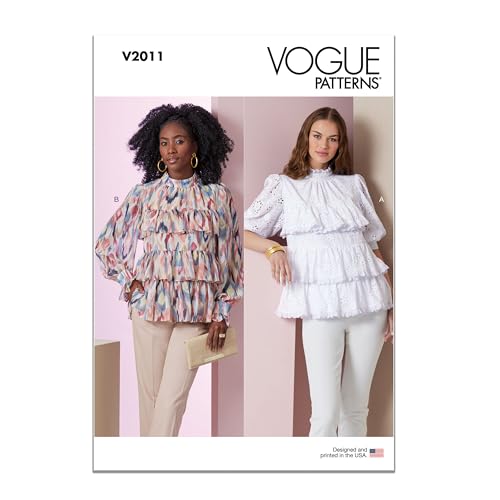 Vogue V2011B5 Damen-Top mit Ärmeln, Variationen B5 (36-38-40-42-44)