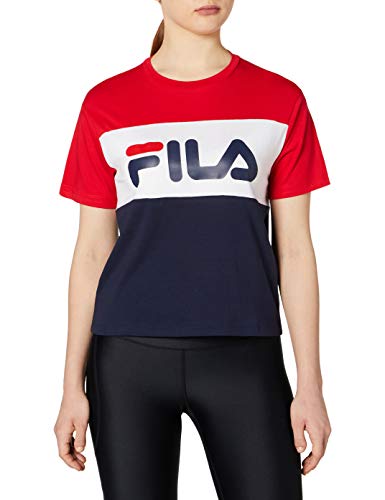 FILA T-Shirt Damen Allison Tee 682125 G06 Black Iris Bright White True Red, Größe:S