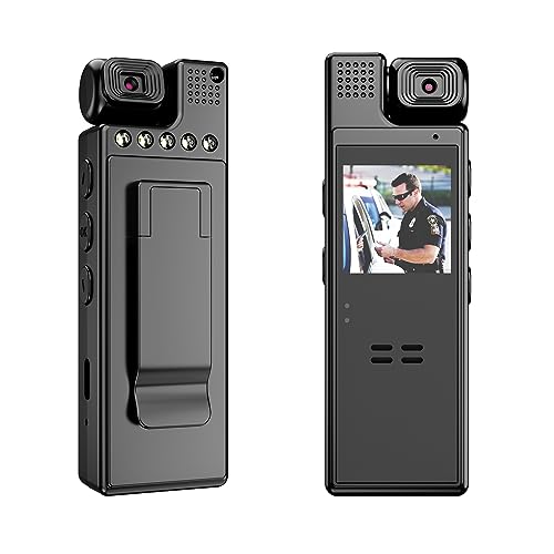 HYCENCY 1080P BodyCam Körperkamera Mini Kamera ohne WLAN Kleine Body Camera Videokamera mit Aufzeichnung, 180° drehbares Objektiv, Nachtsicht, 64G Speicherkarte