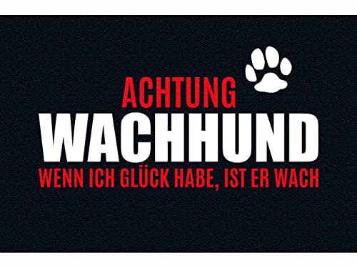 clothinx Fußmatte Hunde - lustiges Geschenk für Hundebesitzer - Achtung Wachhund - Hundmotiv Sprüche - Türvorleger Haustür mit Spruch für Hundehalter, 40 x 60 cm