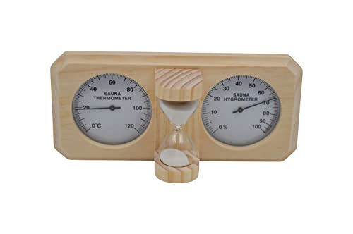 Sauna Kombi Instrument - Thermometer Hygrometer mit Sanduhr