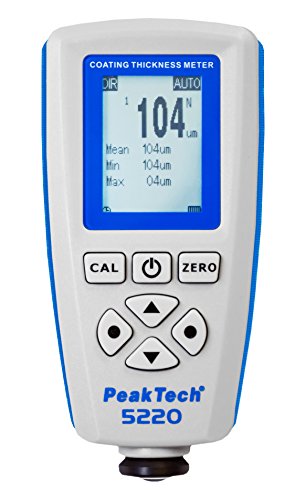 PeakTech Profi- Schichtdickenmessgerät/ Ultraschall Schichtdickenmesser mit USB für Auto Lack, (Fe und Non-Fe) Metall wie Zink, Gold, Stahl und Aluminium, 1 Stück, P 5220