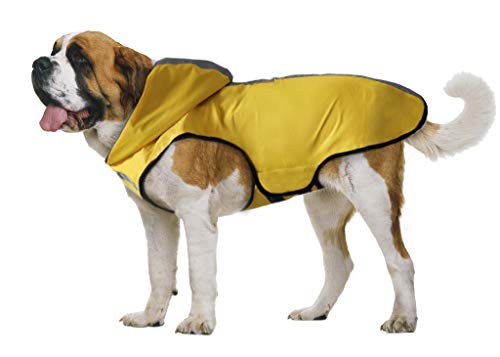 TFENG Dog Raincoat wasserdichte Hundeweste Reflektierende Kapuze Hundemantel Mesh Futter (Gelb, Größe S)