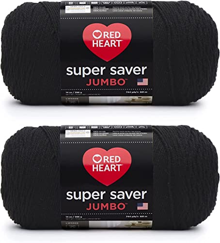 Red Heart Super Saver Jumbo-Garn, 2er-Pack, Schwarz, 2 Stück