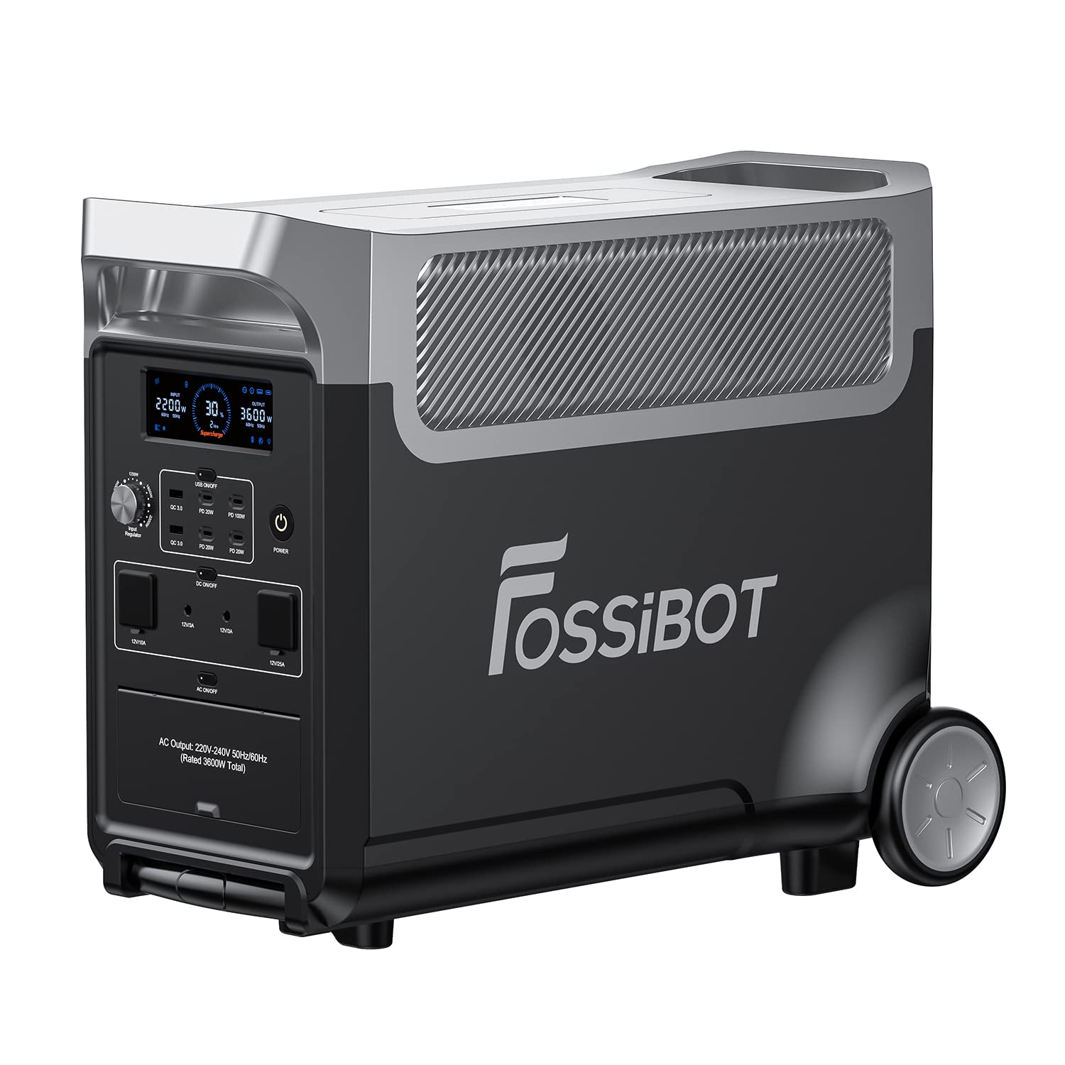 FOSSiBOT F3600 Tragbare Powerstation, 3840Wh LiFePO4 Solar Generator 3x230V AC Ausgang 3600W (7200W Peak), Portable Power Stationen Stromspeicher, Outdoor Reisen und Camping im Wohnmobil