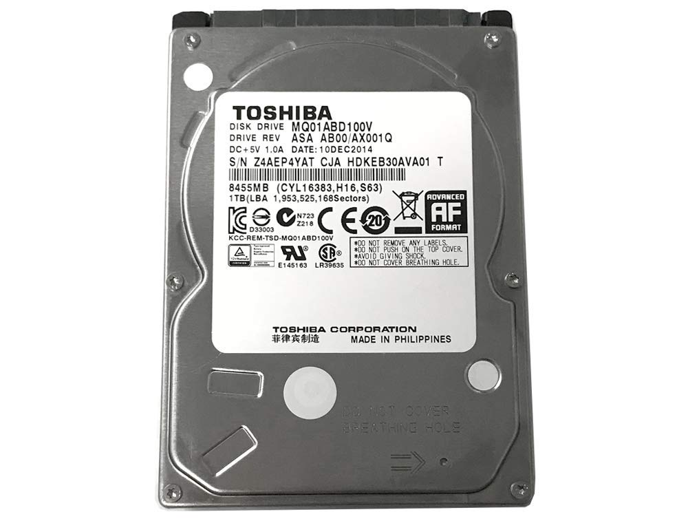 Toshiba MQ01ABD100 1TB interne Festplatte (6,5 cm (2,5 Zoll), 5400rpm, 8MB Cache, SATA III)