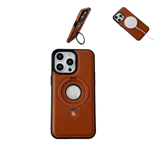 ARPHI High-End PU Leather Magnet Kickstand Phone Case for iPhone 15 14 13 12promax, Luxurious Leather Invisible Stand for iPhone Case (for iphone14promax,Brown)