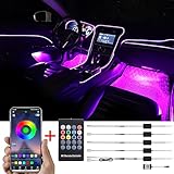 TABEN Umgebungslicht APP Control + RGB-Fernbedienung Auto Atmosphärenlicht Lampe Soft DIY Refit 8m Glasfaserband 64 Farben Innenbeleuchtung Dekoratives Licht 1W DC 12V