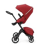 Stokke Xplory X, Ruby Red – Eleganter Kinderwagen – Anpassbarer Komfort für Baby & Eltern – Polsterung, Sicherheitsgurt & reflektierender Reißverschluss für mehr Sicherheit – Im Nu faltbar