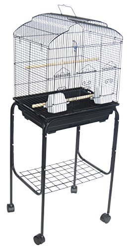 YML 5804 3/8" Bar Spacing Shall Top Bird Cage with Stand, 18" x 14"/Small, Black