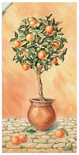 Artland Qualitätsbilder I Alu Dibond Bilder Alu Art 50 x 100 cm Botanik Bäume Obstbaum Malerei Creme A1TP Zitronenbaum
