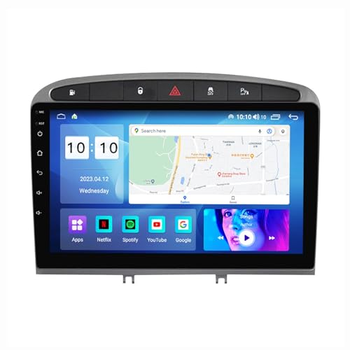Android 12 Autoradio Mit Navi 2 Din 9 Zoll Touchscreen Autoradio Für Peugeot 408 2010-2016 Mit Carplay Android Auto,mit RDS Bluetooth FM AM Lenkradsteuerung Rückfahrkamera ( Color : B , Size : M200 3+
