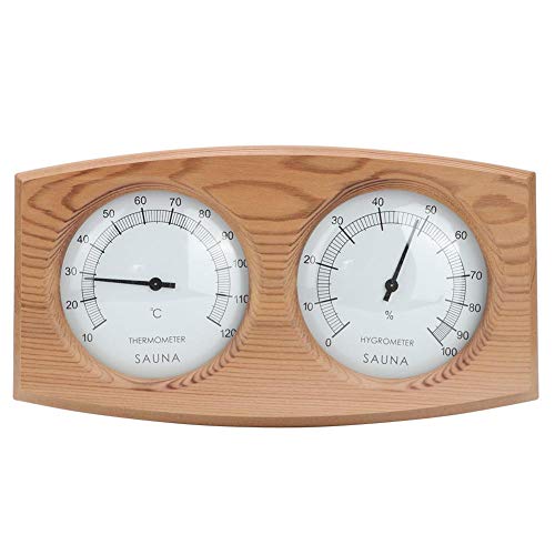 Pbzydu 2 IN 1 Sauna Thermometer Hygrometer aus Holz, Zubehör für Dampfbadthermo Hygrometer