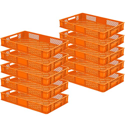 10x Eurobehälter/Stapelbehälter, LxBxH 600x400x90 mm, Inhalt 15 Liter, orange