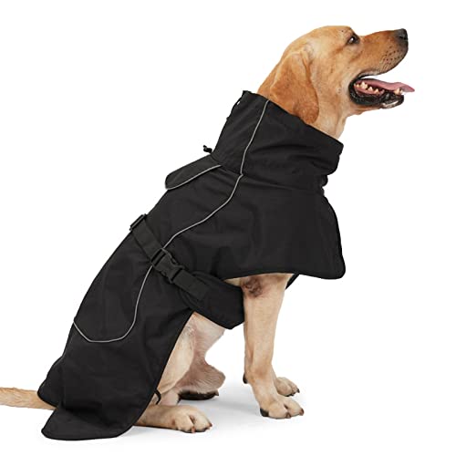 Hund Wintermantel Reflektierende Kaltwetterweste Jacke Winddicht Warm Kostüm für mittelgroße große Hunde (XXL, Schwarz)