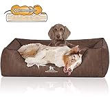 Knuffelwuff Orthopädisches Hundebett Rockland aus Kunstleder XXL 120 x 85cm Braun