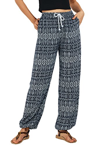 Urban GoCo Damen Haremshose Boho Hippie Hose (M, 2)