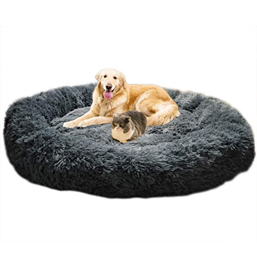 Telismei Luxuriöses flauschiges, extra großes Hundebett, Sofa, waschbar, rundes Hundekissen, Haustierbett für große und extra große Hunde