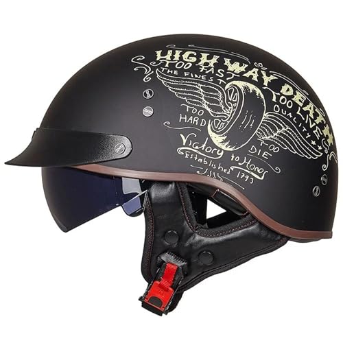 Motorrad Helm Halbhelm Halbschalenhelm Scooter-Helm Jet-Helm Motorrad Half Helm Offener Helm mit Visier für Scooter Roller Biker,DOT/ECE-Zertifizierter Halbschale JetHelm C,XXL