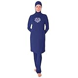 Muslimischen Damen Badeanzug Muslim Islamischen Full Cover Bescheidene Badebekleidung Modest Muslim Swimwear Beachwear Burkini (Int’l – L, Hijab Connected-6)