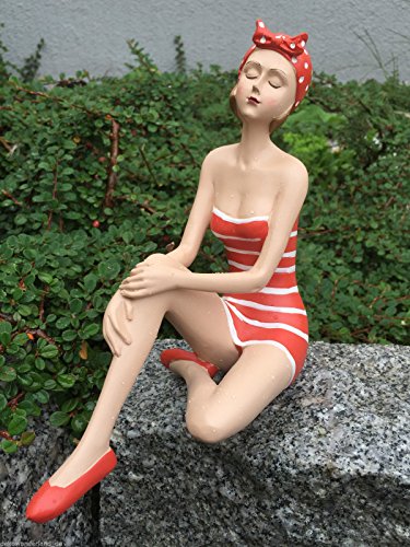 Dekofigur Figur Deko Pin Up Girl Badeanzug Schwimmbad Shabby H 18,5 cm