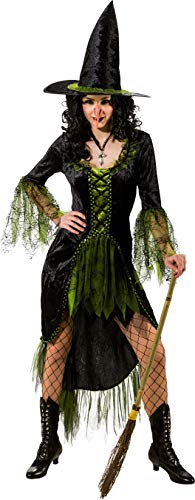 Orlob Fasching Halloween Damen Hexenkleid schwarz-grün mit Hut (34/36)