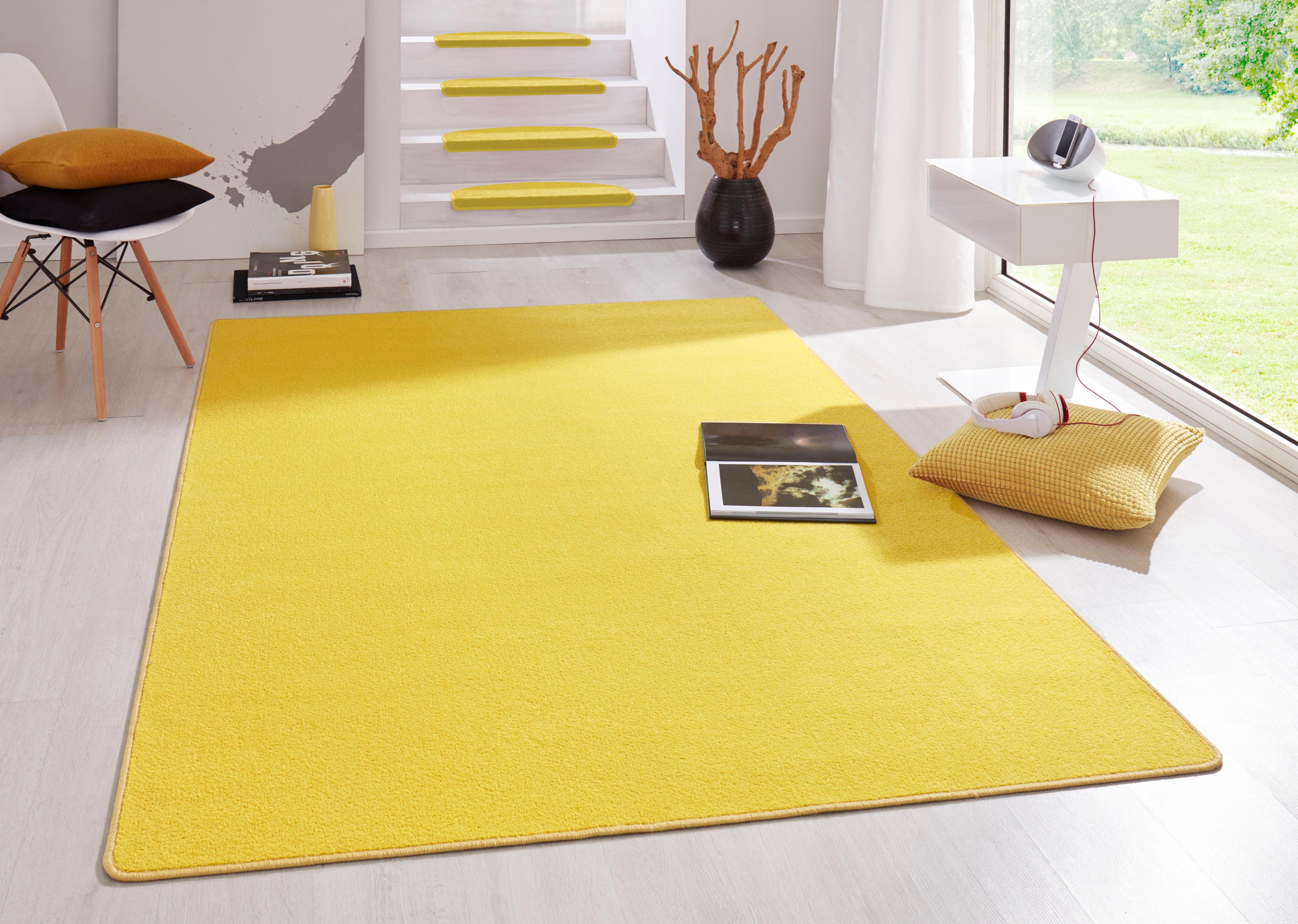 Hanse Home Indoor Teppich Fancy – Wohnzimmerteppich einfarbig Modern Velours Teppich für Esszimmer, Wohnzimmer, Kinderzimmer, Flur, Schlafzimmer, Küche – Gelb, 80x150cm
