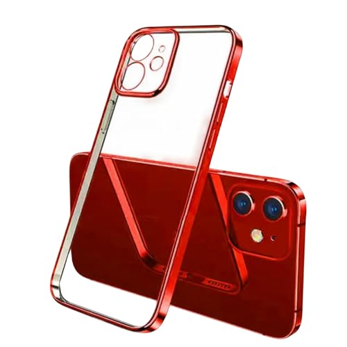 XYMJT Handyhülle Rahmen Kieselsäure Transparentes Gehäuse Für iPhone 11 12 13 14 15 Pro Max Clear Rückenabdeckung-Für iPhone 11-Rot