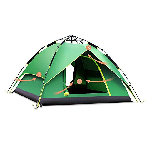 Zelt mit Schnellöffnung, automatisch, 3-4 Personen, Campingzelt, verdickt, für den Außenbereich, wasserdicht und UV-beständig, zum Angeln beim Wandern (Farbe: Grün, Größe: 3 – 4 Personen)