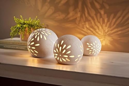 Weltbild LED-Stimmungsleuchten Dalia 3er-Set aus Keramik bis Ø 17,5 cm mit warmweißen LED