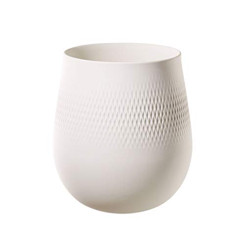Villeroy & Boch Collier Blanc Vase Carré No. 1, 20,5x20,5x22,5 cm, Premium Porzellan, Weiß