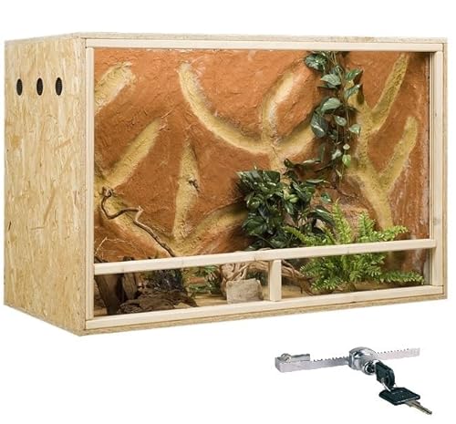 OSB Terrarium, Holzterrarium 120x60x80 cm mit Seitenbelüftung, Zierleistenset:ohne Zierleistenset, Sicherheitspaket:mit Sicherheitspaket