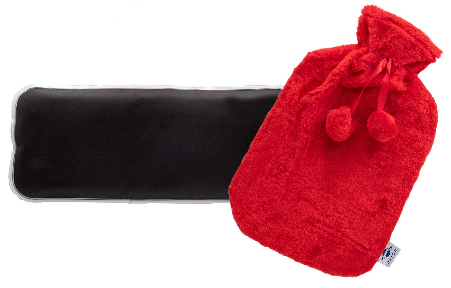axion kleines Moor-Wärmekissen + Wärmflasche mit Bezug in rotem Plüsch