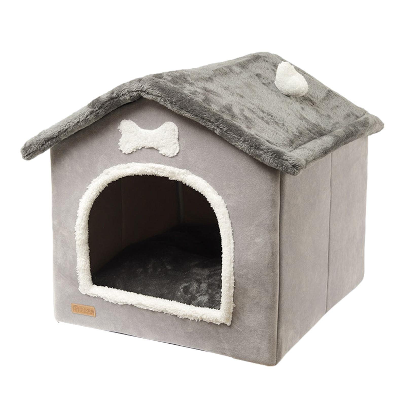 Winterwarmes Katzenhaus | Indoor Hundehütte Warmes Hundebett,Plüsch Pet House Hundehütte für Katzen mit abnehmbarem Kissen, geeignet für kleine und mittelgroße Hunde und Katzen Delr