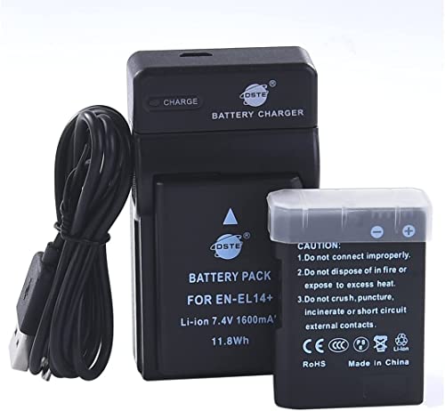 DSTE EN-EL14 Li-Ionen Batterie (2-Pack) und Micro USB Ladegerät Anzug Kompatibel für Nikon Coolpix P7000 P7100 P7700 D3100 D3200 D5100 D5200 D5300