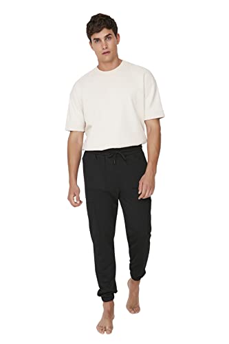 TRENDYOL Men's Menswear Normal Waist Regular Sweatpants, Schwarz, S
