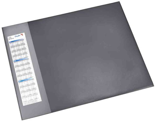 Läufer 41656 Durella D1 Schreibtischunterlage mit transparenter Seitenleiste und Kalender, 52x65cm, schwarz, rutschfeste Schreibunterlage