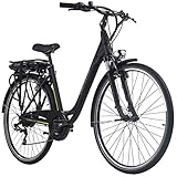 Adore E-City Bike Damen Versailles 28'' Alu Pedelec schwarz-grün 7 Gang E-Bike 250 Watt Li-Ion 36V/10,4 Ah