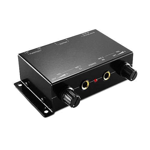 TNP 2-Kanal-Mikrofon-Mini-Audio-Stereo-Mischpult - Dualer 1/4" 6,35-mm-Mikrofoneingang zum RCA-Stereo-Ausgang Tragbarer kompakter Vorverstärker für Streamer Podcaster DJ